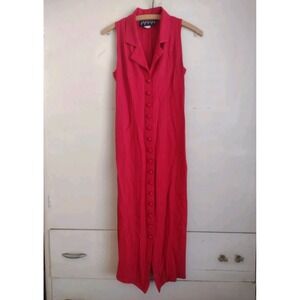 Vtg Charlotte Russe Red Maxi Dress XS/S Button Front 90s Sleeveless Collared